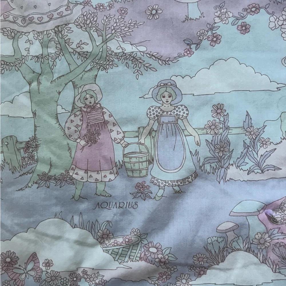 Kaiwai Pink Purple Children Victorian Astrology Lap Quilt Pastel 53” x 40”